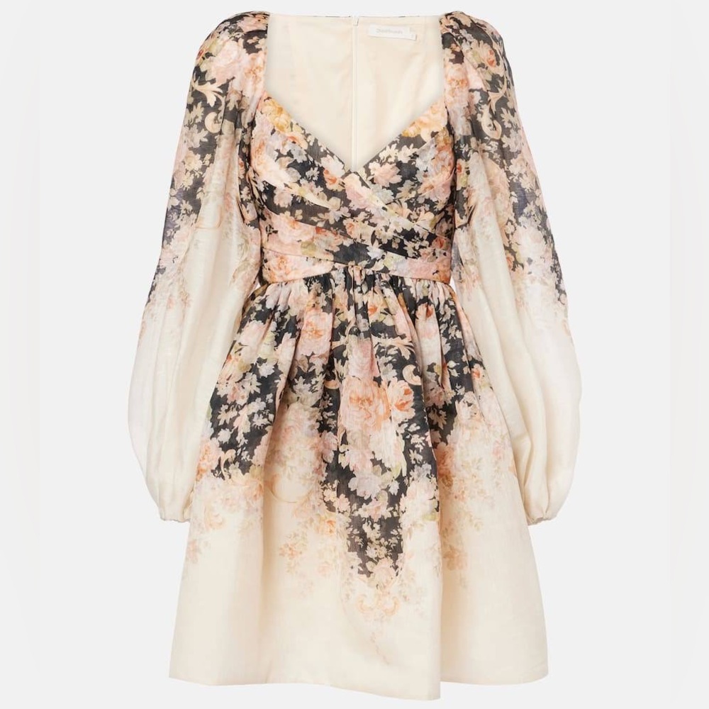 Zimmermann Illustration Pleated Silk-Linen Blend Organza Mini Dress - Picture 7 of 9